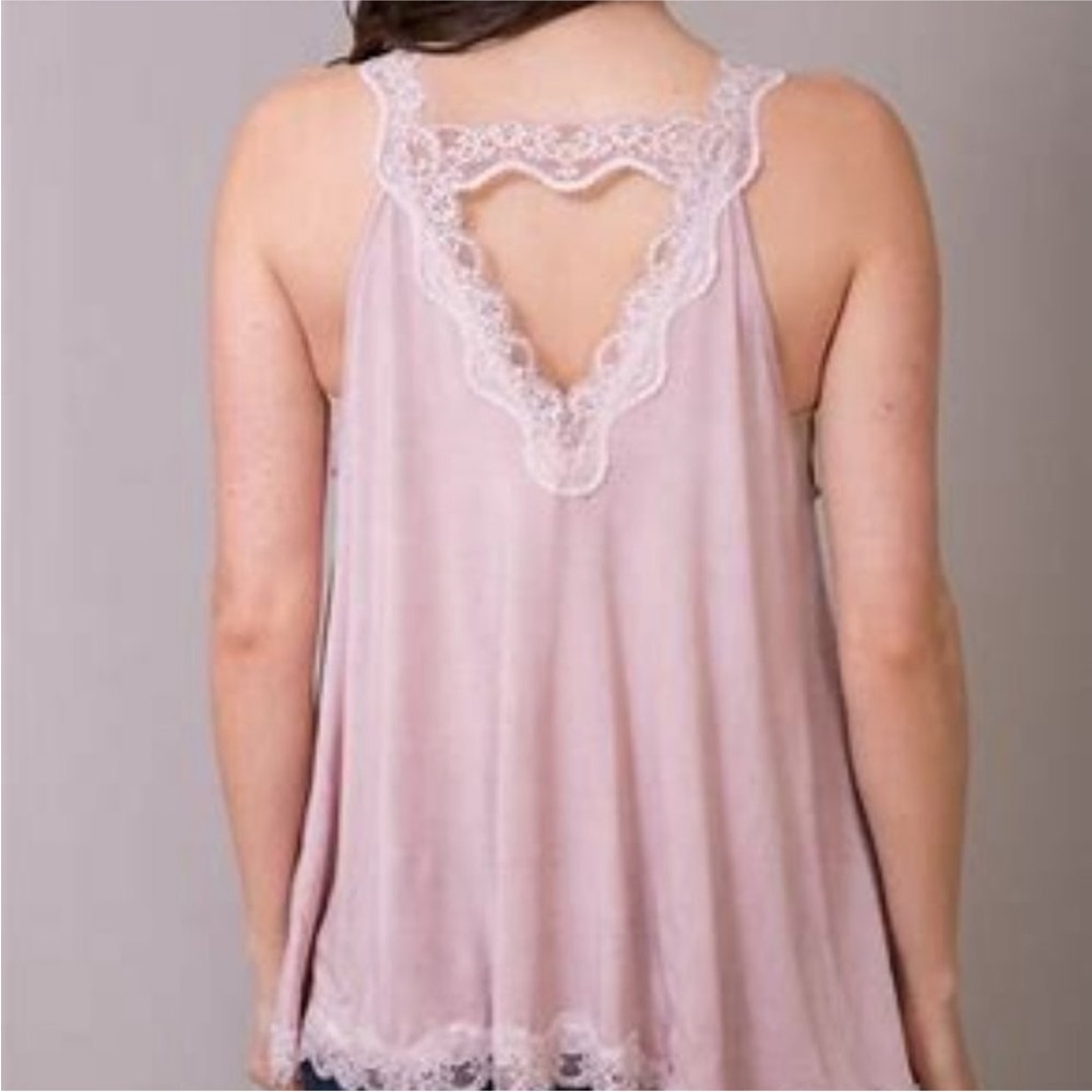 POL Pink Lace Detailed Flowy Cami Tank Size Small
